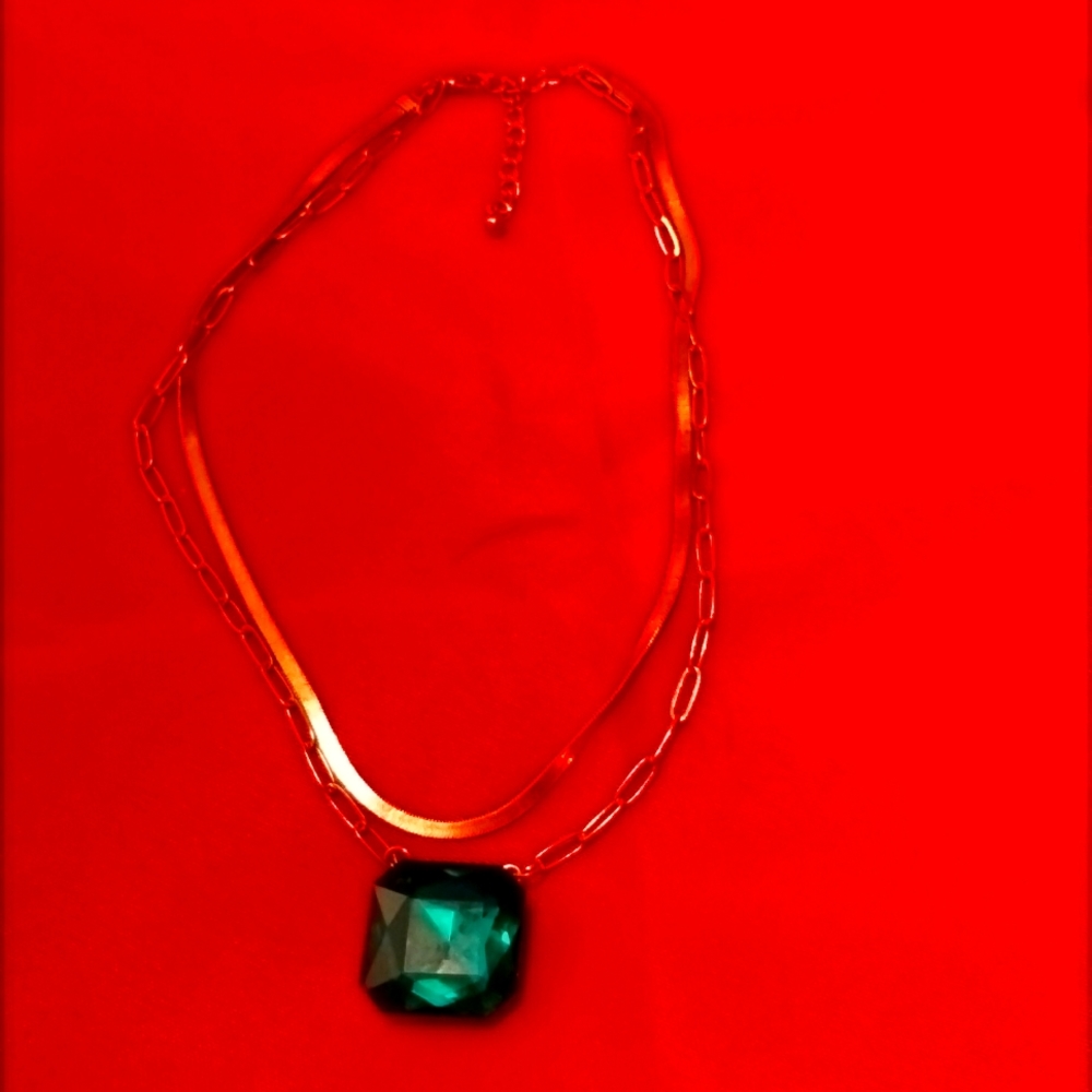 Emerald Cut Goldtone Necklace